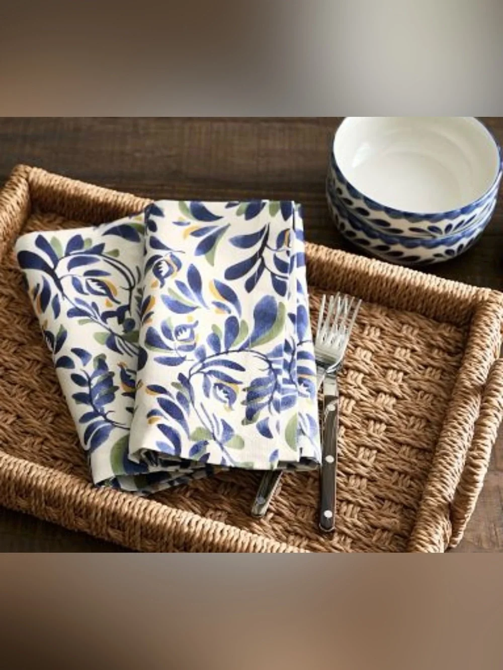 Pottery Barn Puebla Organic Cotton Napkin ~ Set of 4